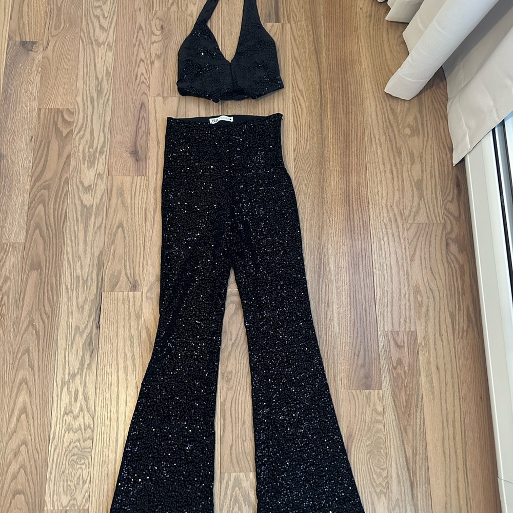 Black Sequin Women's Set